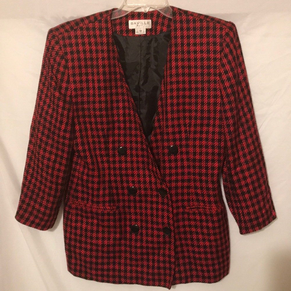 Red plaid blazer